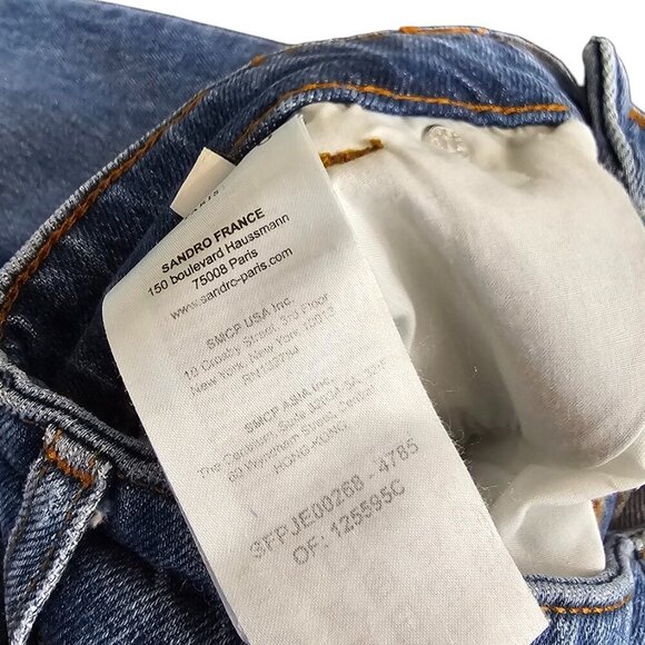 Sandro Paris Womens 5 Pocket Stretch Jeans, Blue, Denim, Mid Rise, Size 36/ US 4 - Picture 11 of 11